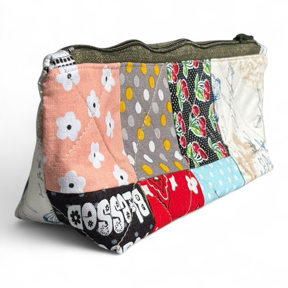 Colorful Patchwork Zipper Pencil Pouch